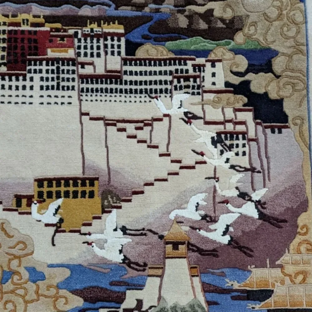 Tibetan Potala Palace Rug w/ Fringe Tapestry Wall Hanging Decor